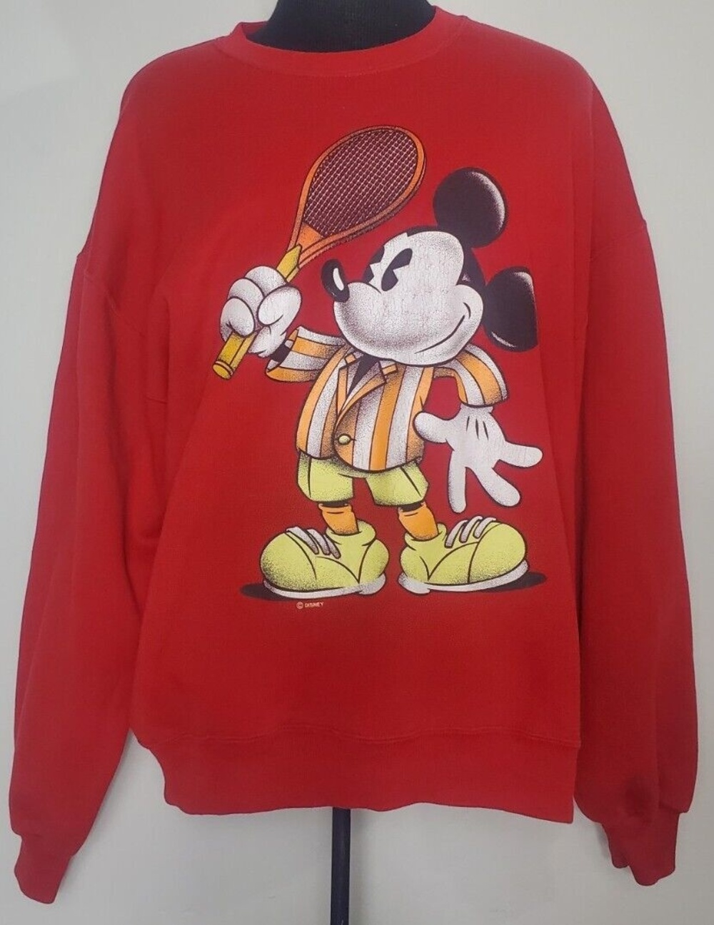Vintage MICKEY MOUSE Mens Red Tennis Sweater Size XL